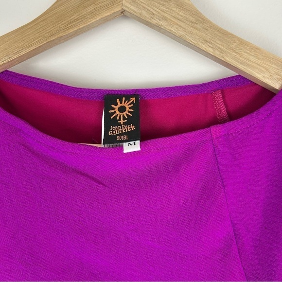 Vintage Y2K Jean Paul Gaultier Soleil Fuschia Mesh Rushed Midi Dress Size M - Picture 7 of 11